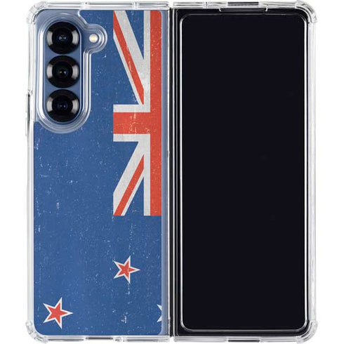 New Zealand Flag Distressed Galaxy Z Fold7 Clear Case